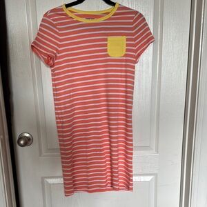 Lands' End Casual Orange and Pink Mini Dress Short Sleeve